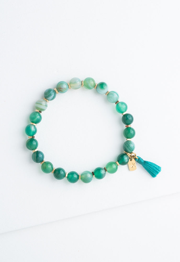 Boheme Beaded Tassel Bracelet in Sage