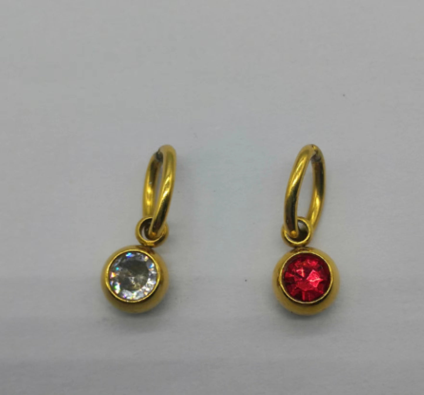 ND-5357 Bauble Charms   Charm D: Tiny Sphere Charm with  Bezel Set Crystal Drop