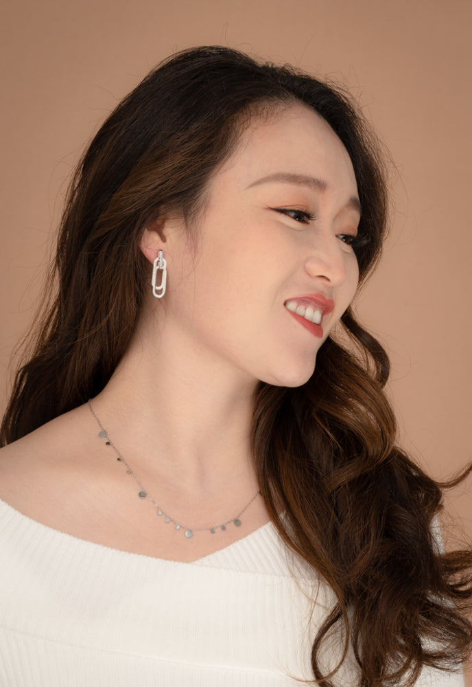 Georgie Paperclip Earrings in Silver