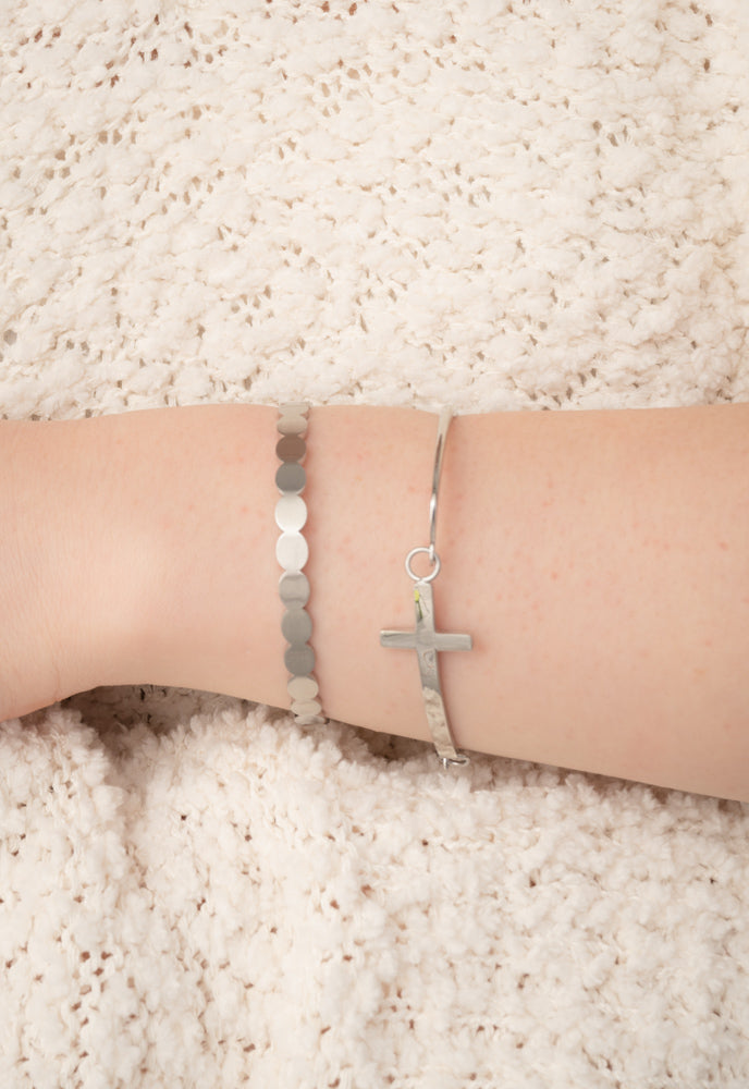 Faithfully Yours Cross Bracelet in Silver