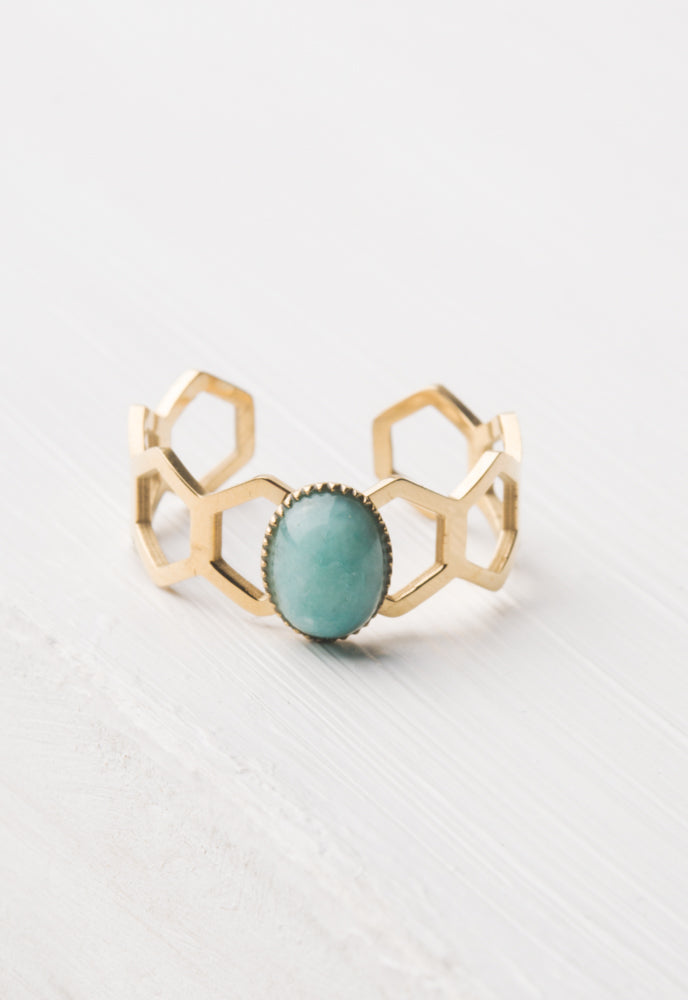 Kady Amazonite Gold Ring-Mekhada