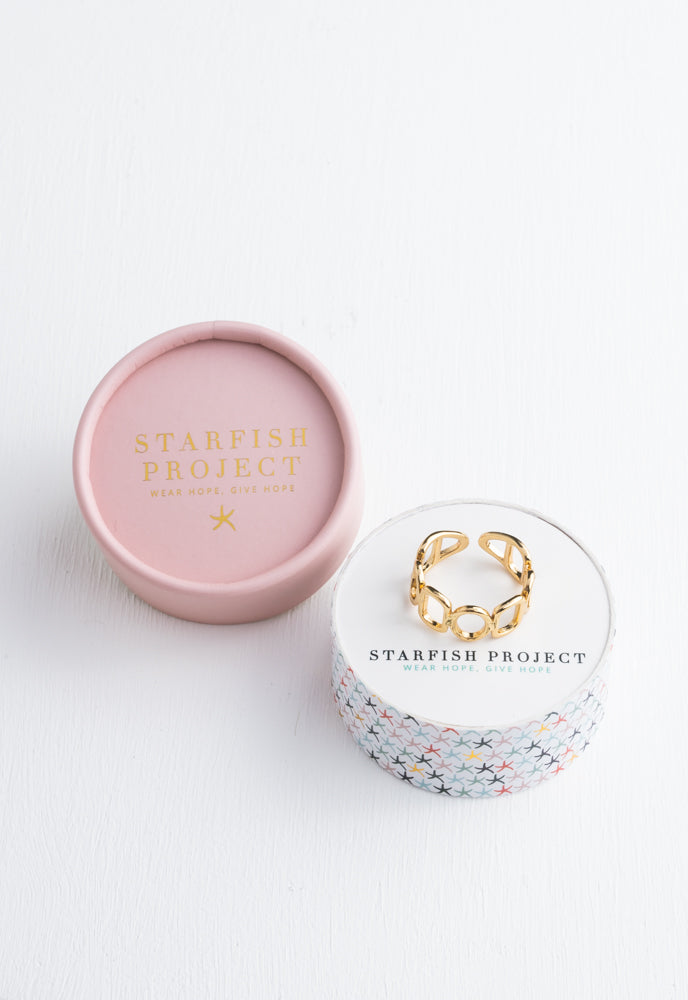 Unlocked Geometric Ring in Gold