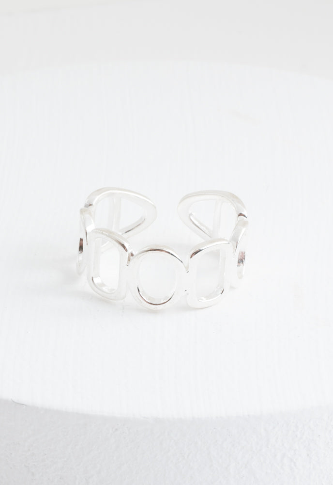Unlocked Geometric Ring in Silver