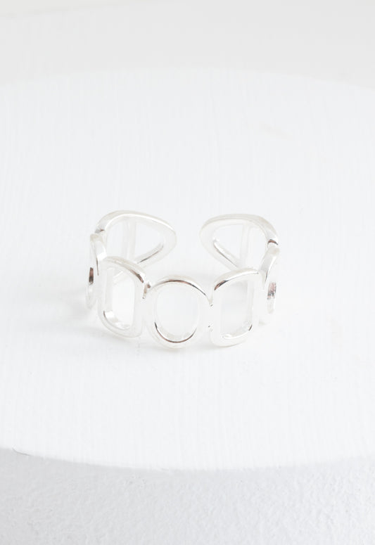 Unlocked Geometric Ring in Silver