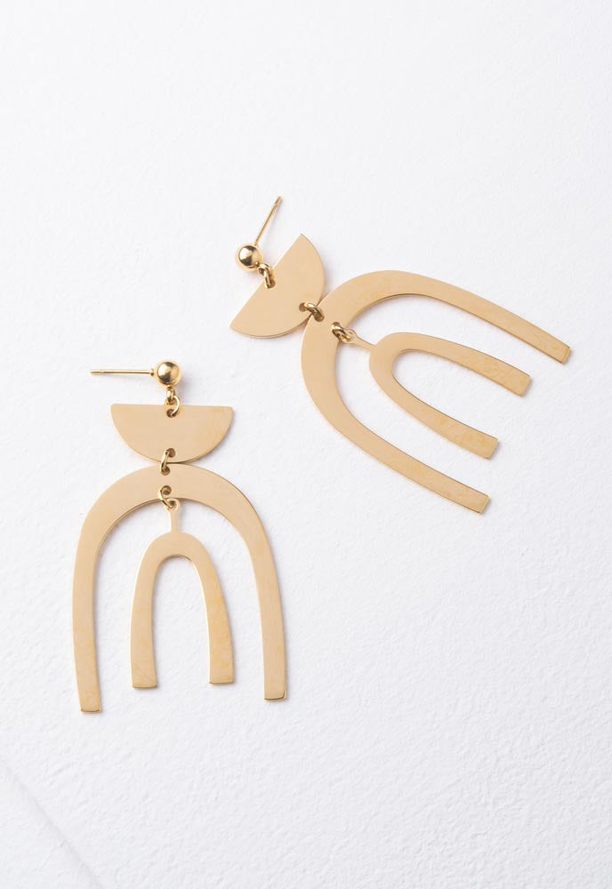 Brass Rainbow Earrings