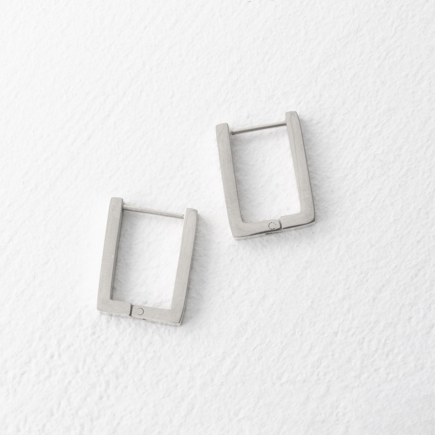 Hope Squared Huggies in Silver