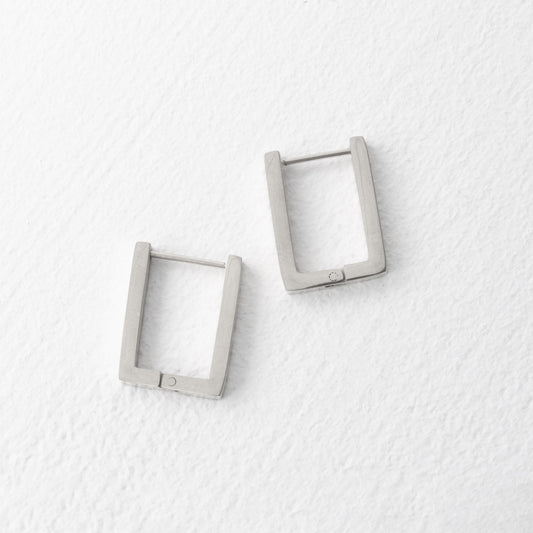 Hope Squared Huggies in Silver