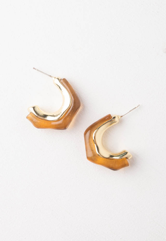 Clear As Day C Hoops in Amber