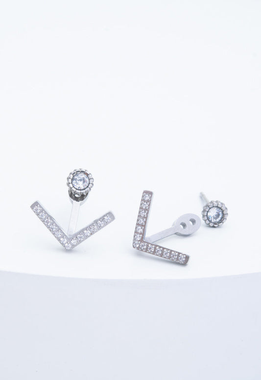 Lulu Ear Jacket Studs in White Gold