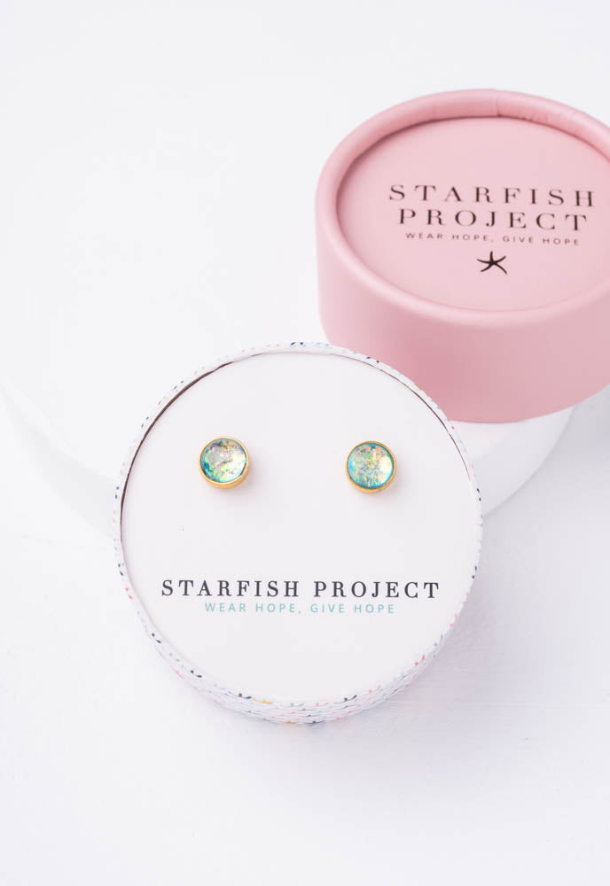 Lora Light Blue Stud Earrings