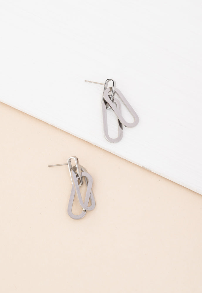 Georgie Paperclip Earrings in Silver