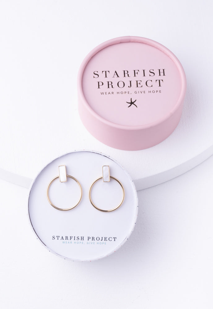 Adalee White Mother of Pearl Earrings