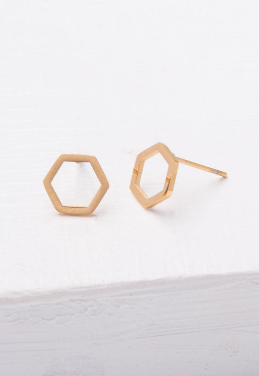 Justine Gold Hexagon Earrings