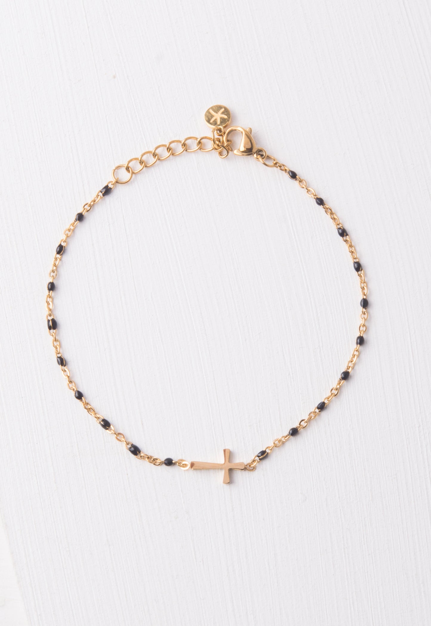 Hannah Black Cross Bracelet