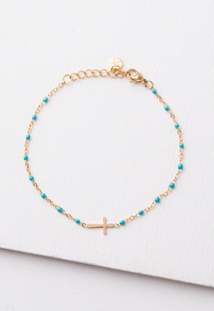 Hannah Blue Cross Bracelet