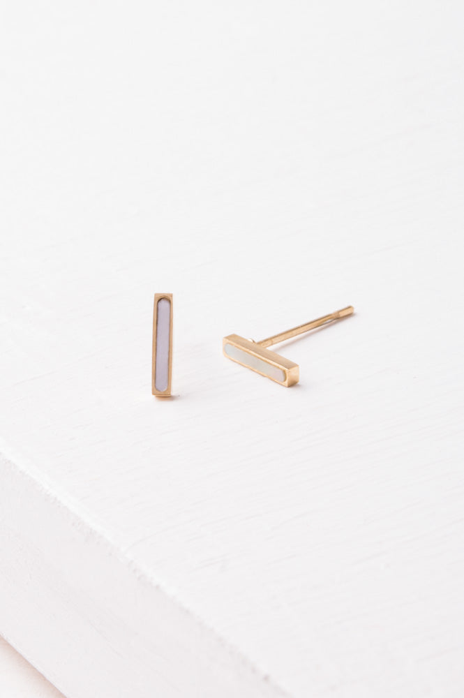 Lori Gold & Shell Bar Earrings