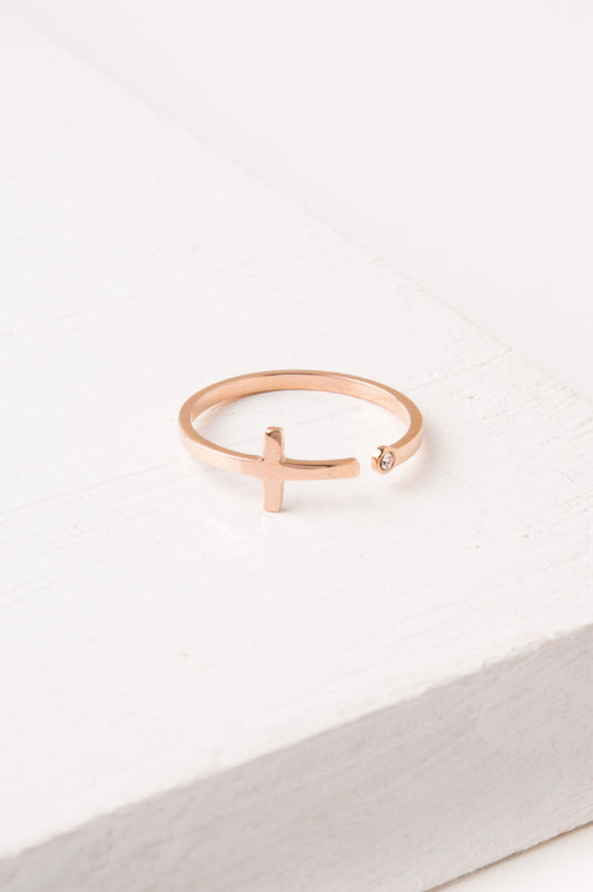 Magdalene Rose Gold Cross Ring