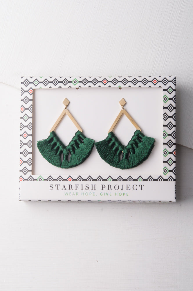 Bess Green Tassel Earrings