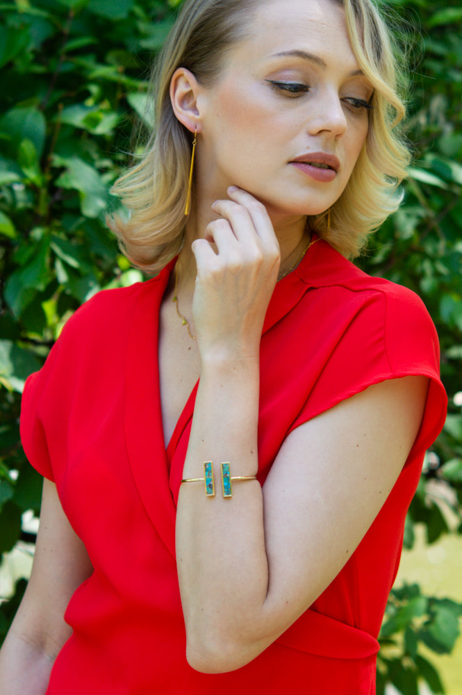 Rhetta Gold & Turquoise Stone Cuff Bracelet